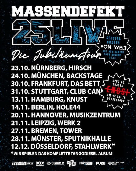 MASSENDEFEKT - 25 LIVE zum Jubiläum! ENGST als Düsseldorf-Support! Warm-Up in Meerbusch!