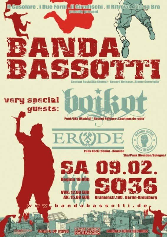 BANDA BASSOTTI, BOIKOT, ERODE & BANDA RUDE am 09.02.2013 im S.O. 36 in Berlin