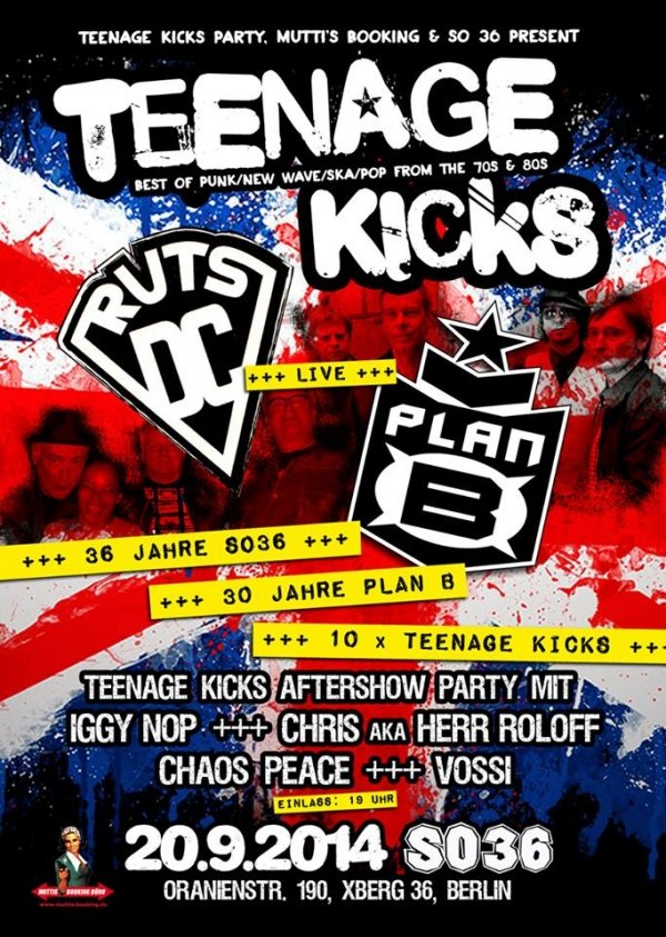 Live: Ruts DC + Plan B & 10th Teenage Kicks Party at SO36 Berlin