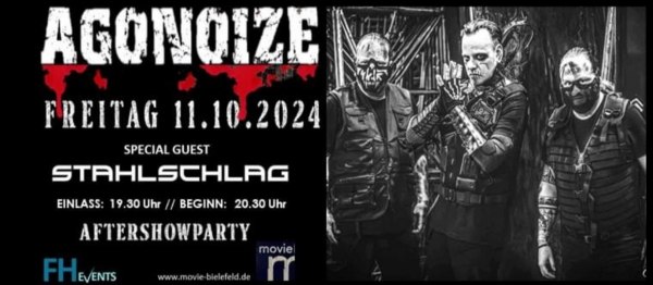 Agonoize will perform on October 11, 2024, at MOVIE Bielefeld