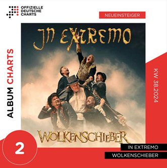 IN EXTREMO charten neues Studioalbum - Wolkenschieber - direkt auf Platz 2 der Albumcharts