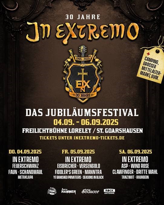 30 Years In Extremo - The Anniversary Festival: From 04.-06.09.2025 // Day tickets available
