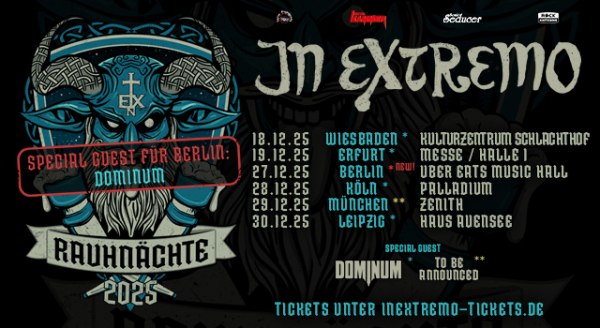 IN EXTREMO RAUHNÄCHTE LIVE - WINTER 2025 DOMINUM auch in Berlin als Special Guests bestätigt