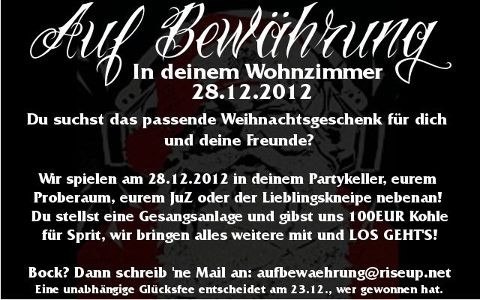 Auf Bewährung verlosen Gig am 28.12.