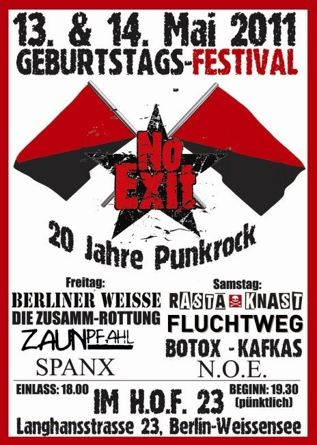 NO EXIT - 20 JAHRE - JUBILÄUMSKONZERTE !!