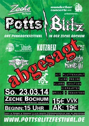 Potts/Blitz Festival abgesagt