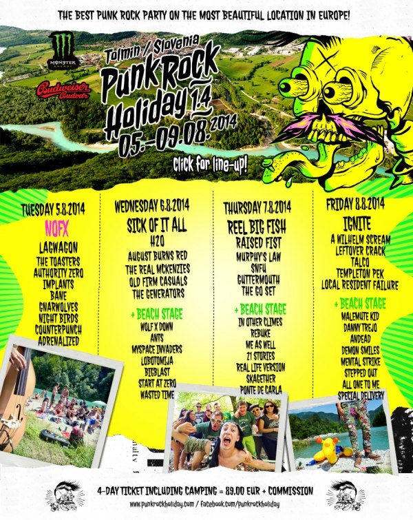 PUNK ROCK HOLIDAY 1.4. FESTIVAL – EXKLUSIVE BUS FAHRT NACH SLOWENIEN / FINALES LINE-UP (NOFX u.a.)
