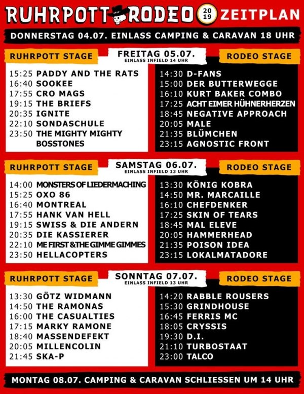 Ruhrpott Rodeo 2019: Zeitplan veröffentlicht