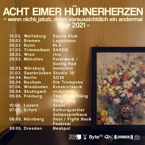 Neue Tourdates der Acht Eimer Hühnerherzen für das Jahr 2021