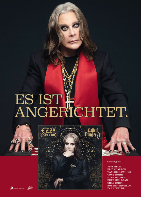OZZY OSBOUNE chartet sein neues Studioalbum - Patient Number 9 - auf Platz 2