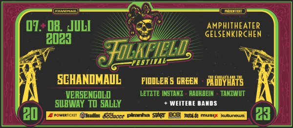 FOLKFIELD FESTIVAL 2023 for 25 Years of Schandmaul on July 7th and 8th, 2023 in Gelsenkirchen/ Amphitheater