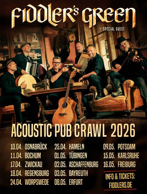 FIDDLER'S GREEN kündigen Acoustic Pub Crawl Tour 26 an  - 35 Years Tour startet am 21.11.25