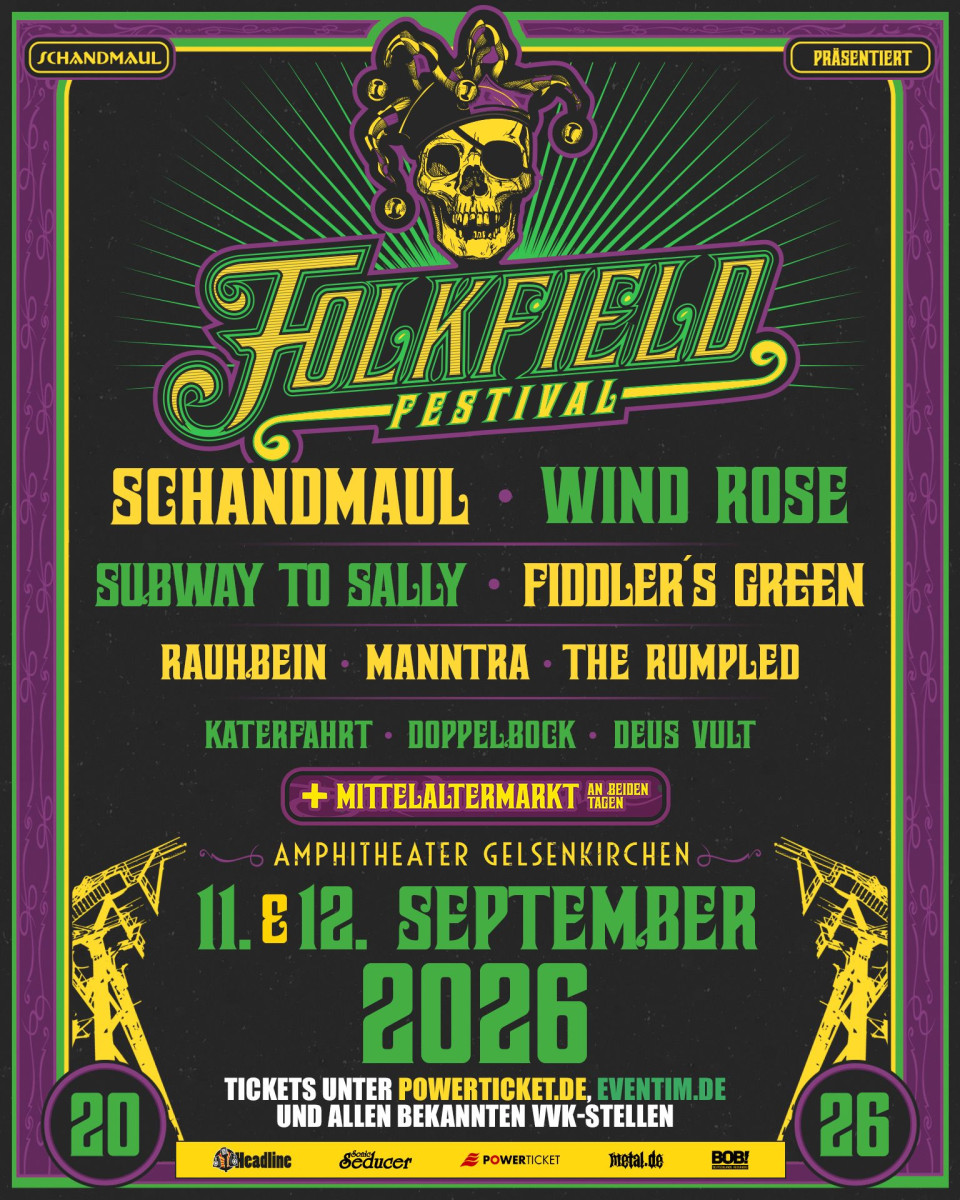 FOLKFIELD FESTIVAL 2026 am 11. und 12. 09.26 in Gelsenkirchen - Amphitheater - / Running Order steht