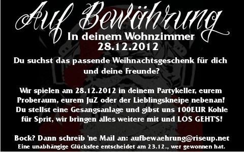 Auf Bewährung verlosen Gig am 28.12.